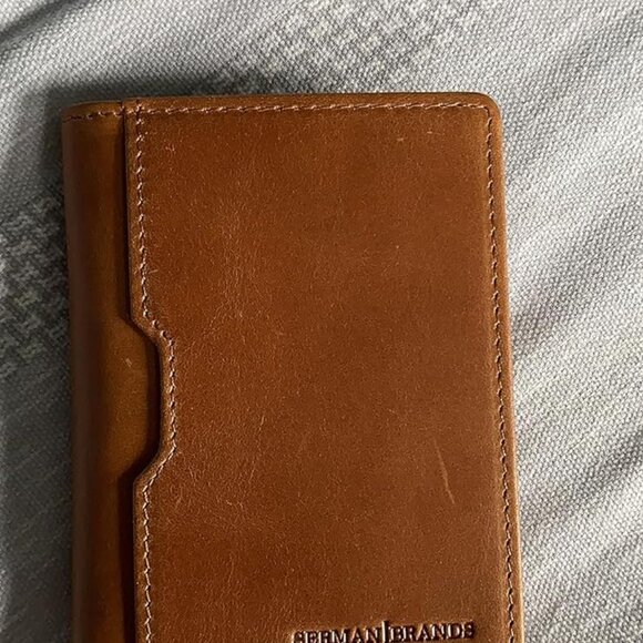 Men Brown Slim leather RFID Blocking Minimalist Card Front Pocket Wallets - Picture 1 of 9